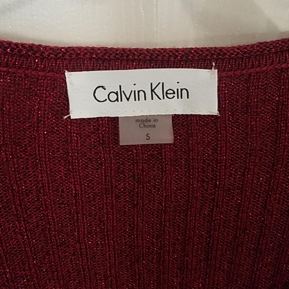 NWT Calvin Klein Red Sparkly Lurex Sweaterdress - Picture 6 of 10